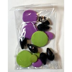 14 Assorted Jewelry Beads in Lime, Purple, and Black - vn